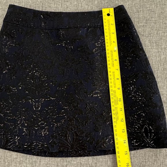 Abercrombie & Fitch Mini Skirt Navy Blue & Metallic Black 00 Lined Zipper Closur - Picture 6 of 14
